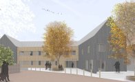 Planzeichnung des neuen Rathausanbaus