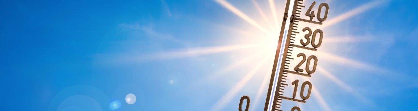Summer background, bright sun with thermometer Summer background, bright sun with thermometer