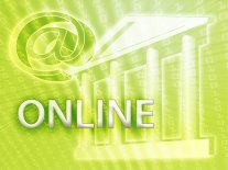 Grüner Hintergrund mit weißen Buchstaben ONLINE