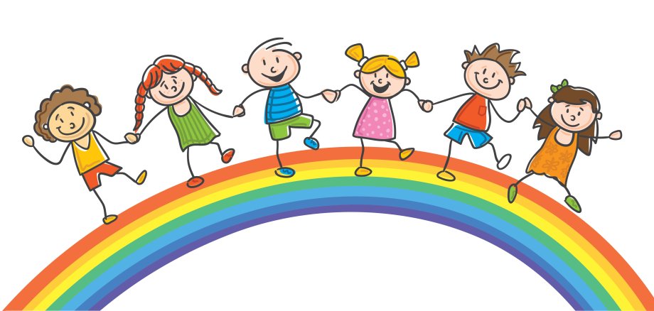 Kinder auf Regenbogen