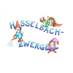 Logo der Kita Altenhaßlau, zeigt Zwerge auf dem Schriftzug "Hasselbachzwerge"
