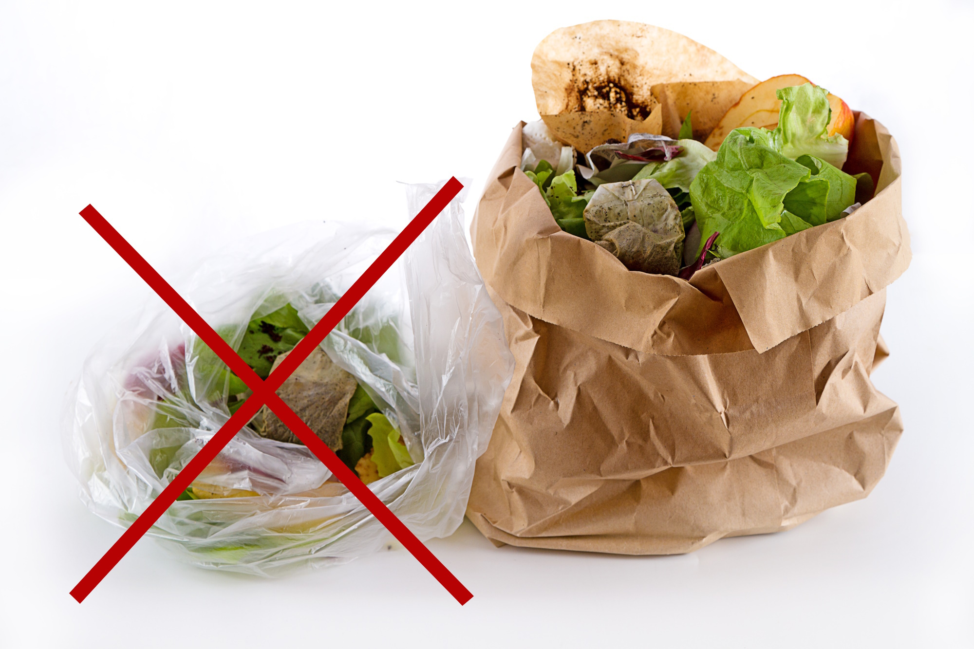 Kompostierbare Plastiktüten gehören nicht in  Biomülltonnen 