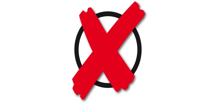 Wahl, rotes Kreuz durch schwarzen Kreis