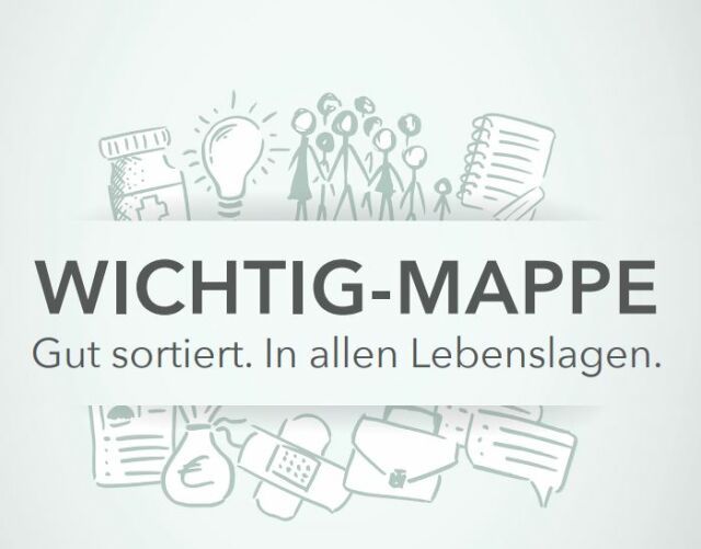 Zeichnung mit dem Thema "Wichtige Mappe - Gut sortiert in allen Lebenslagen"