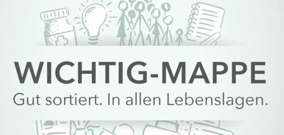 Zeichnung mit dem Thema "Wichtige Mappe - Gut sortiert in allen Lebenslagen"